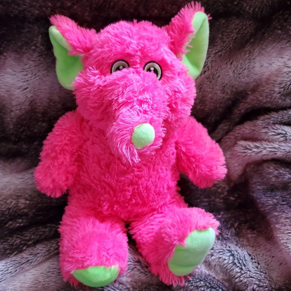 Pink & Green Elephant Plush Stuffed Animal